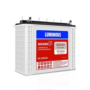 Luminous Red Charge RC 25000 200 Ah, Recyclable Tall Tubular Inverter Battery for Home, Office & Shops (Blue & White)